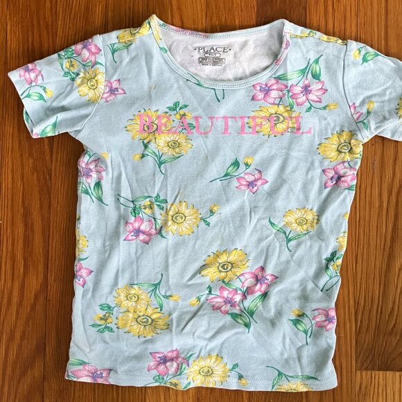 The Children's Place Girls Floral Pajama Set Size 6x/7 Cozy Snug Fit - Picture 4 of 5